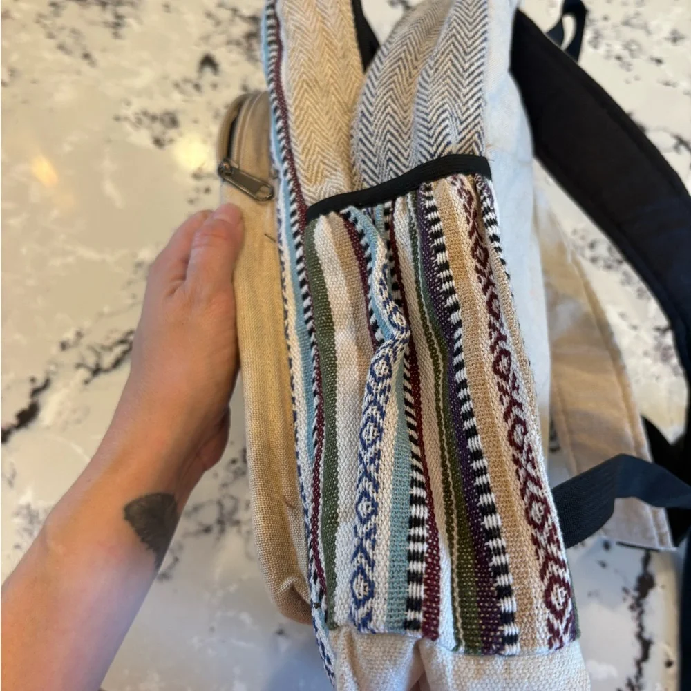 Striped Multicolor Backpack with Moon Design - Picture 5 of 6